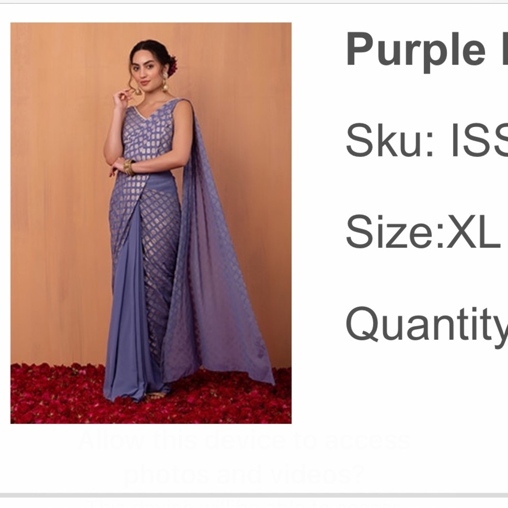 House of Indy’s Purple Boota Foil Print blouse and pre-stitched saree